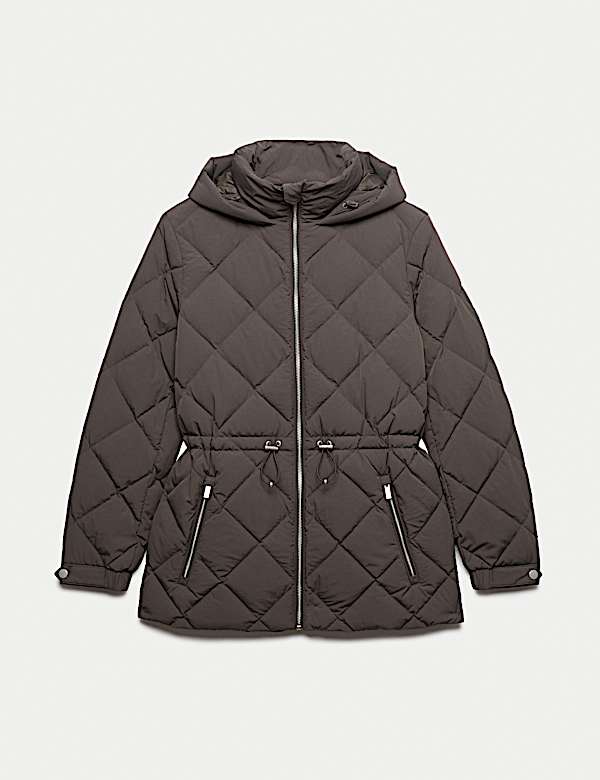 Feather & Down Diamond Quilted Hooded Jacket - NZ