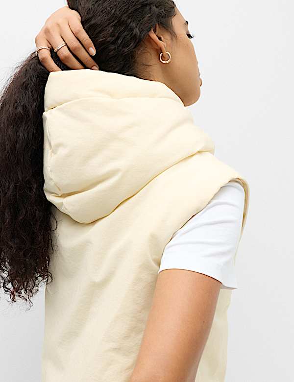 Padded Tie Neck Hooded Gilet - JE