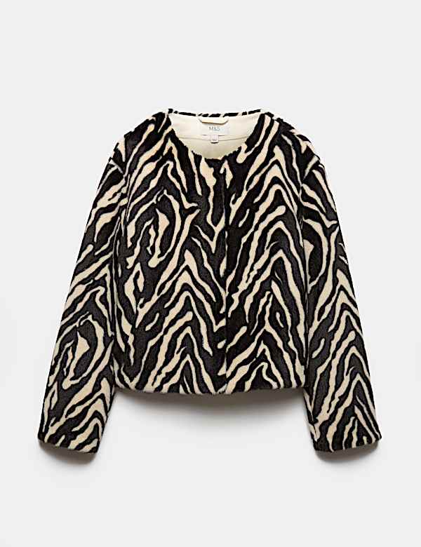 Jaket Pendek Motif Zebra Bulu Imitasi - ID