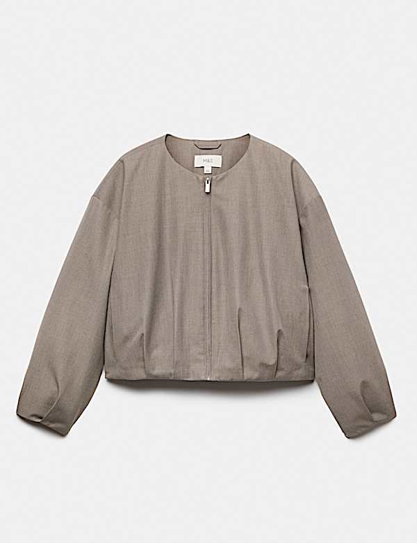 Collarless Bubble Hem Jacket - LT
