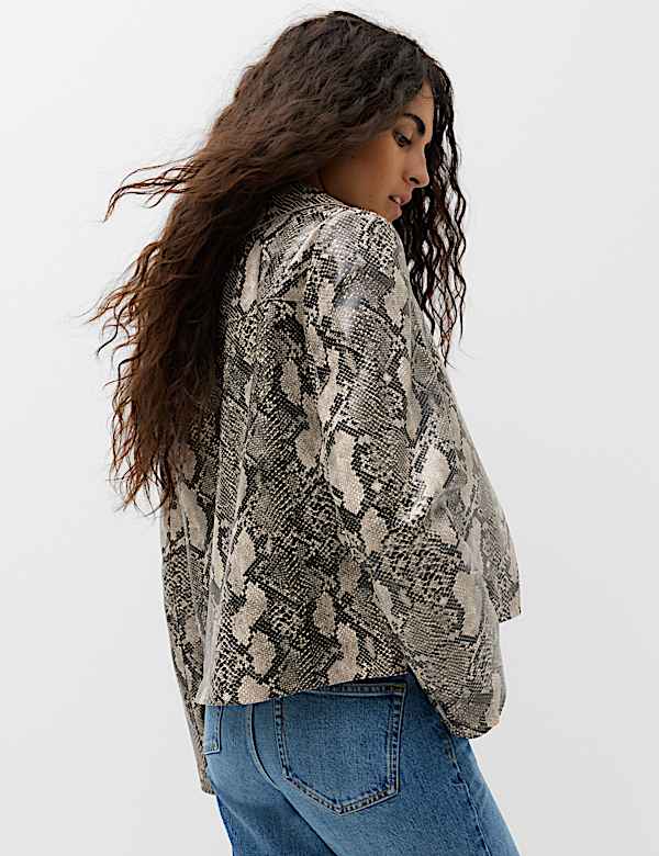 Snakeskin Print Clean Edge Short Jacket - MV