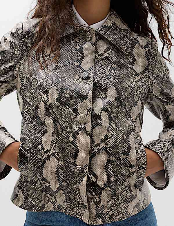 Snakeskin Print Clean Edge Short Jacket - MV
