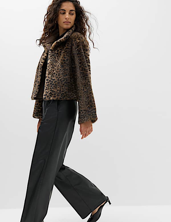 Faux Fur Funnel Neck Cropped Jacket - UA