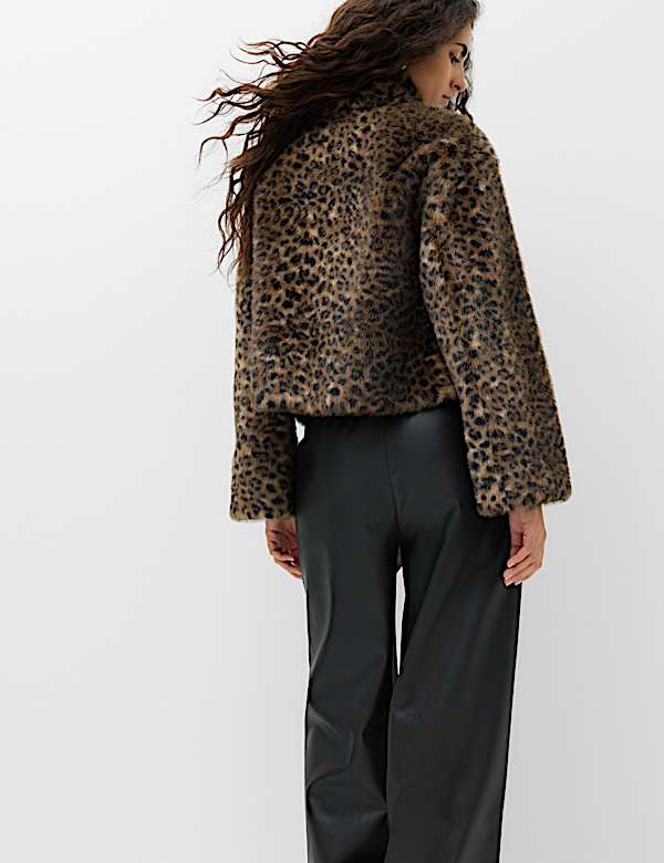 Faux Fur Funnel Neck Cropped Jacket - UA