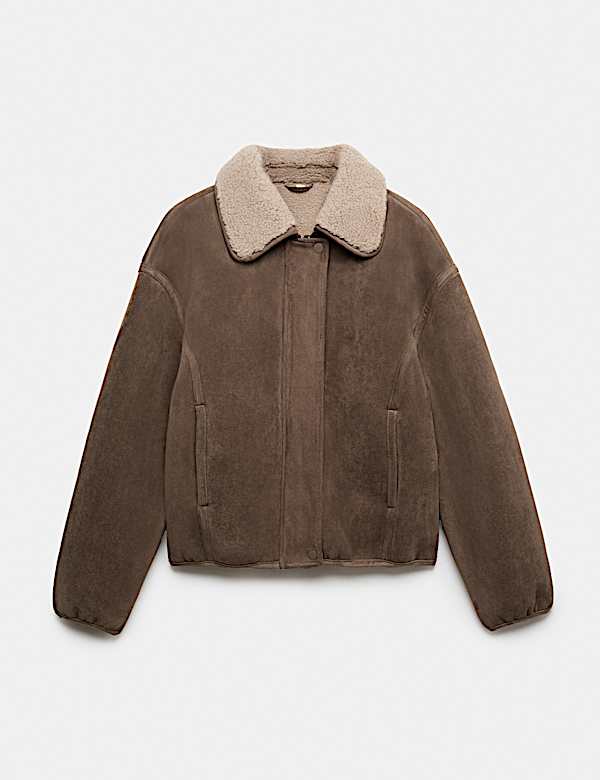 Faux Shearling Zip Up Bomber Jacket - NO