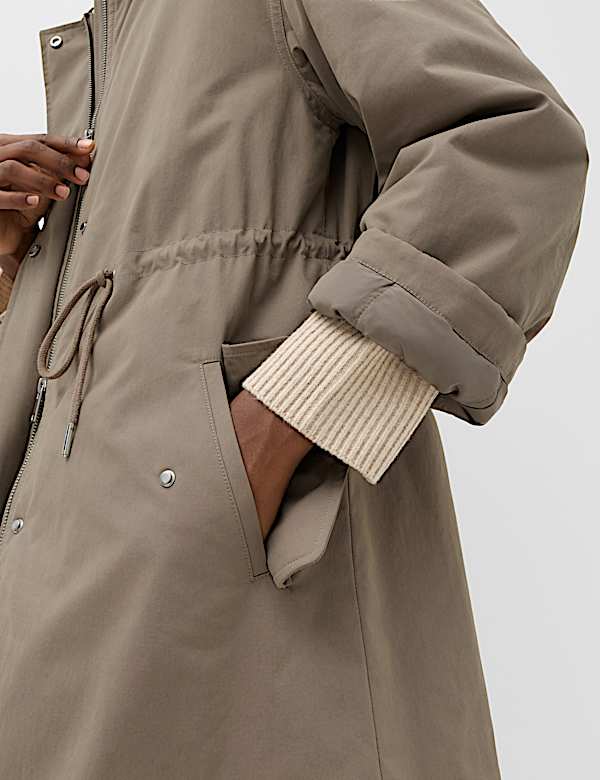 Cotton Rich Faux Fur Trim Longline Parka - VN