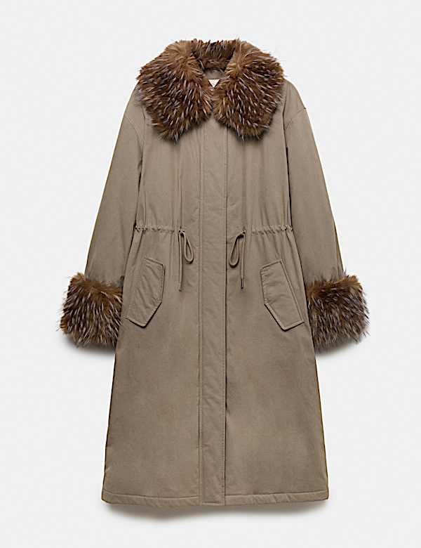 Cotton Rich Faux Fur Trim Longline Parka - VN