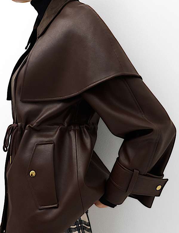 Faux Leather Collared Jacket - VN