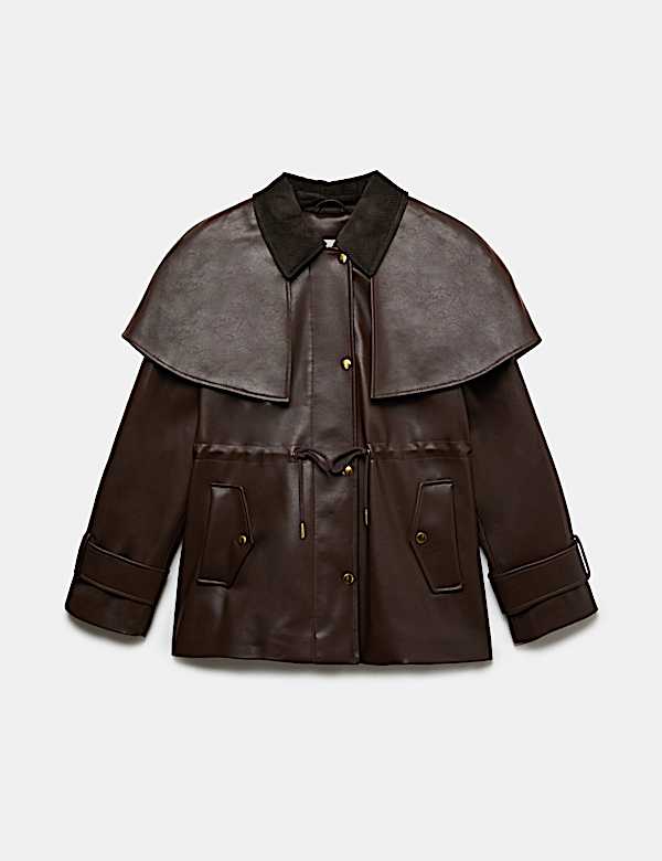 Faux Leather Collared Jacket - VN