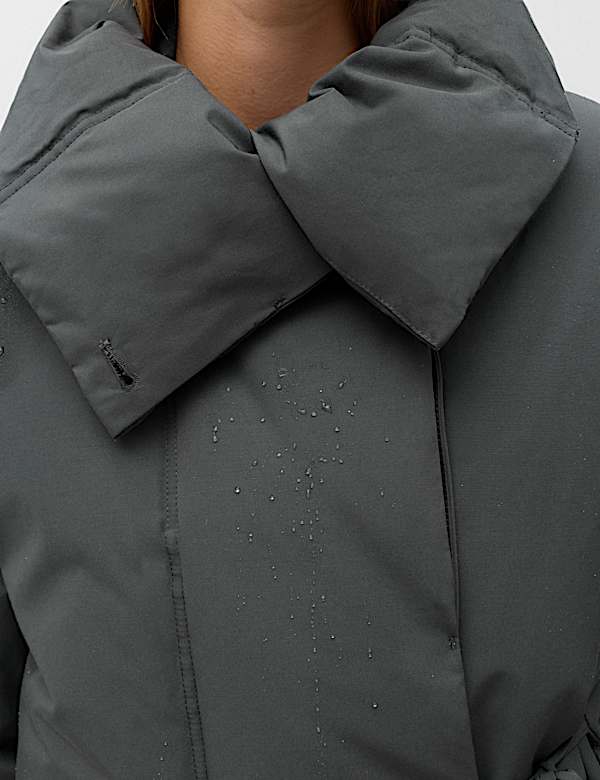 Feather & Down Funnel Neck Short Puffer Jacket - UA