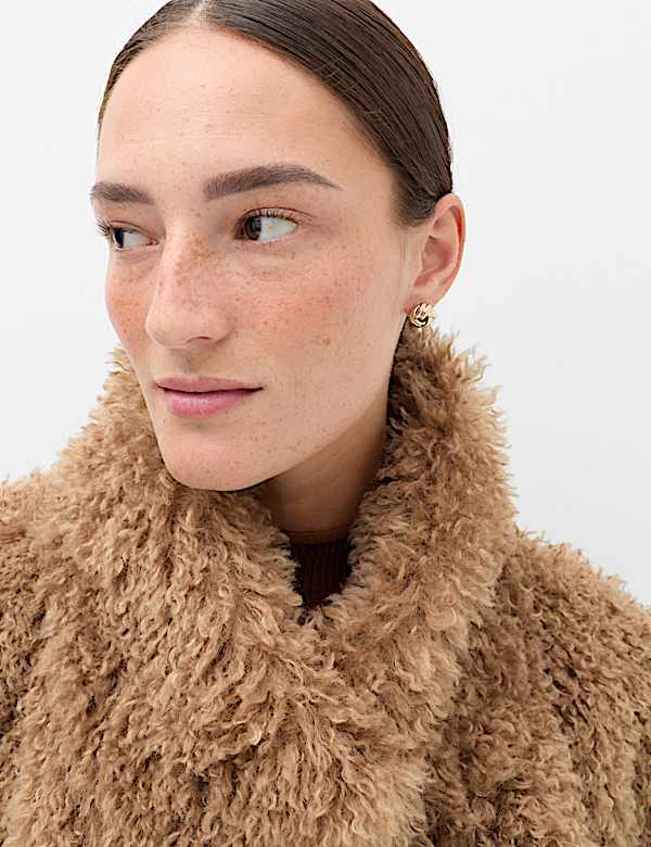 Mongolian Faux Fur Shearling Longline Coat - VN