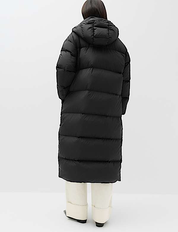 Feather And Down Hooded Longline Puffer Coat - US