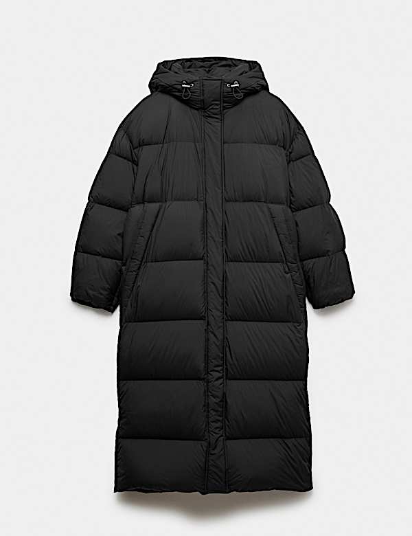 Feather And Down Hooded Longline Puffer Coat - US