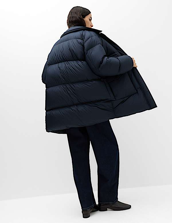Feather and Down Faux Fur Collar Coat - IL