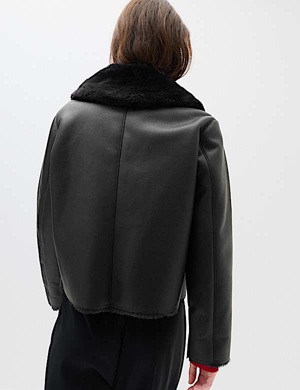 Faux Shearling Aviator Jacket - CN