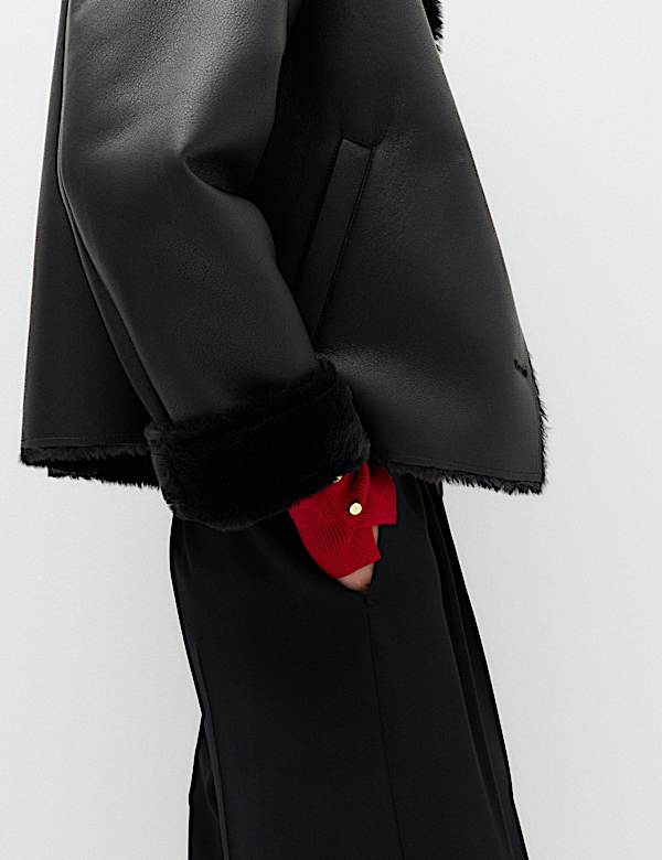 Faux Shearling Aviator Jacket - CN