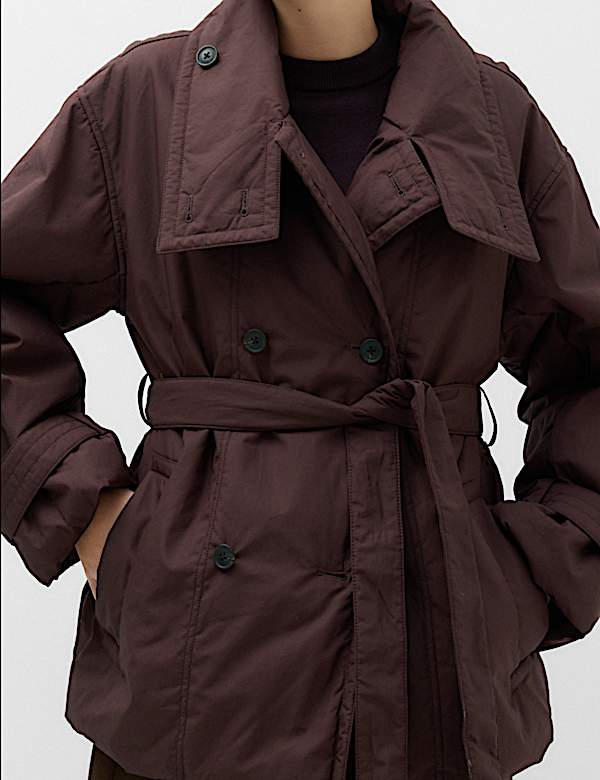 Pure Cotton Thermowarmth Belted Funnel Neck Coat - IL