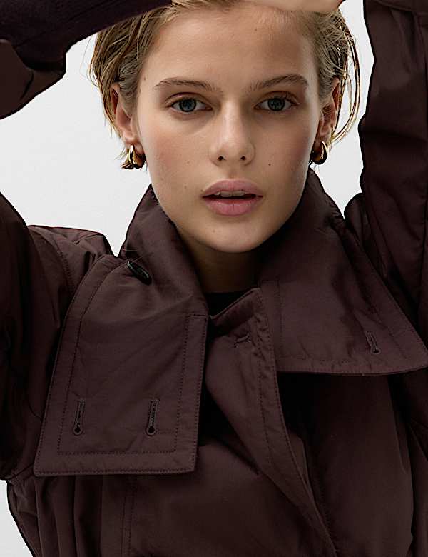 Pure Cotton Thermowarmth Belted Funnel Neck Coat - IL