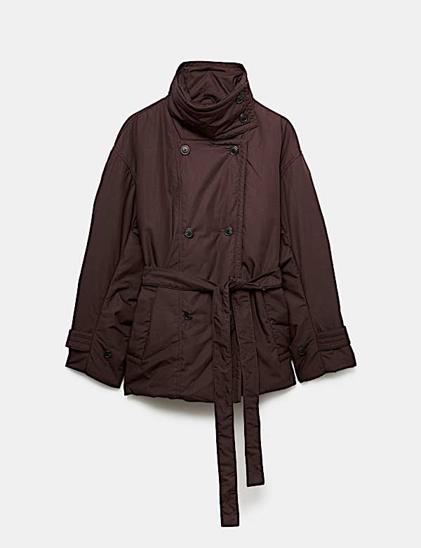 Pure Cotton Thermowarmth Belted Funnel Neck Coat - IL