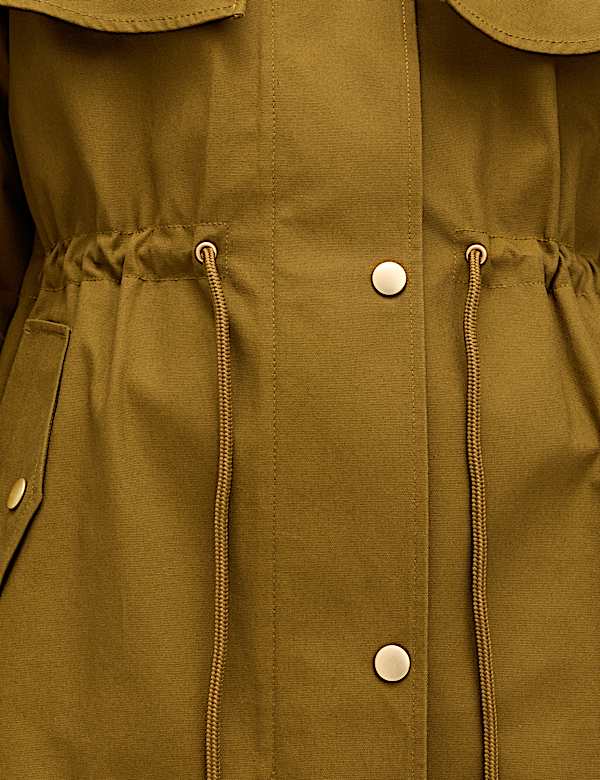 Taillierter Cape-Mantel aus reiner Baumwolle mit Kragen - AT