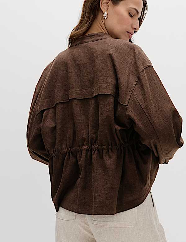 Linen Blend Lightweight Utility Jacket - JO