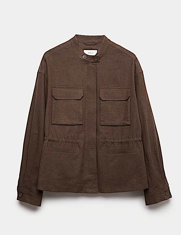 Linen Blend Lightweight Utility Jacket - JO