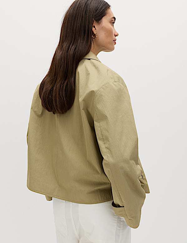 Cotton Rich Double Breasted Short Trench Coat - FI