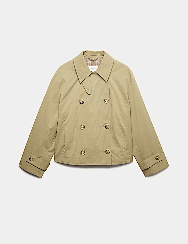 Cotton Rich Double Breasted Short Trench Coat - FI
