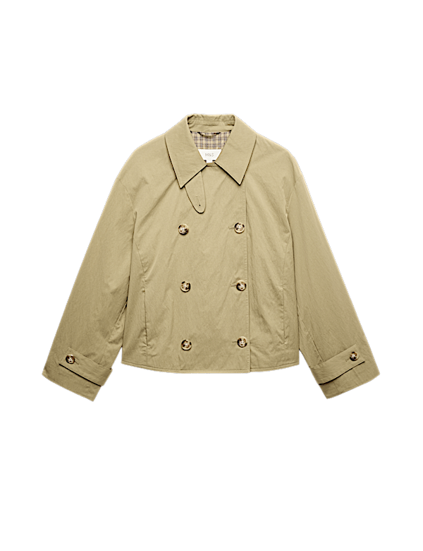 Cotton Rich Double Breasted Short Trench Coat