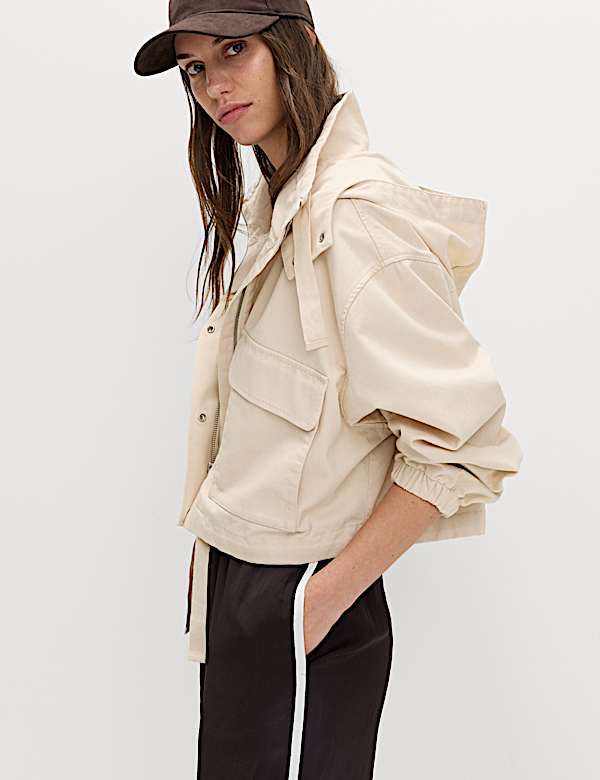 Kurze Funktionsjacke aus reiner Baumwolle - AT