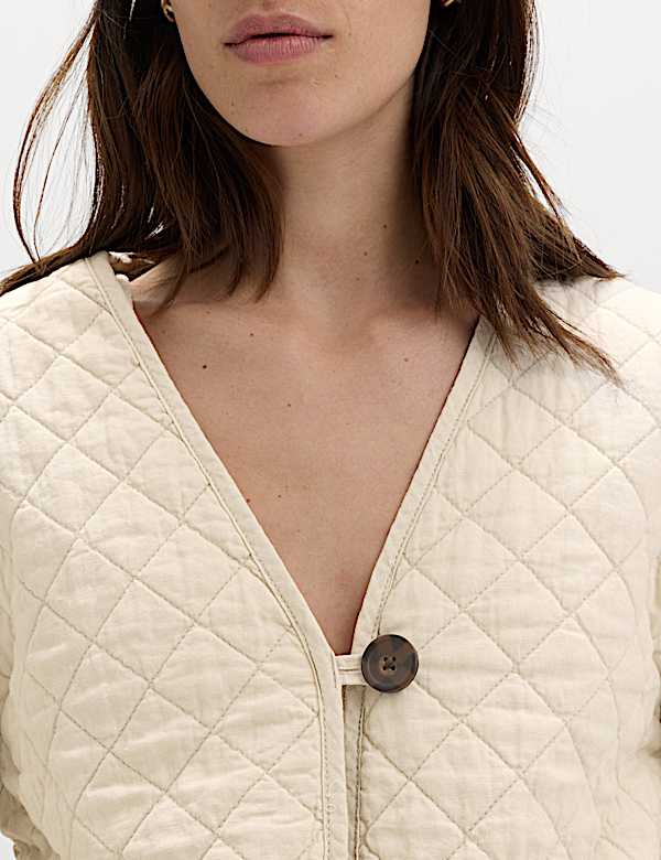 Linen Rich Lightweight Quilted Jacket - LU