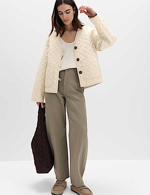 Linen Rich Lightweight Quilted Jacket - LU