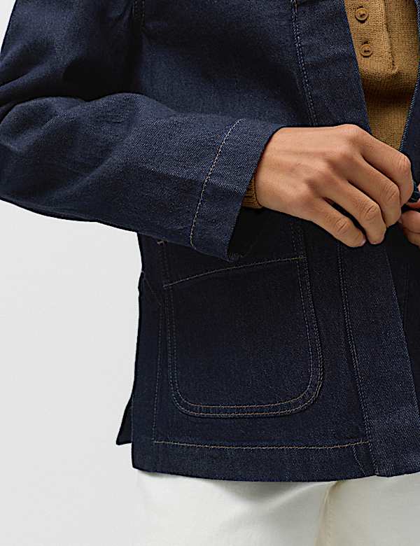 Chaqueta denim de mezcla de lyocell y algod&oacute;n con nudo en la parte delantera - US