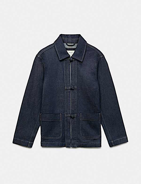 Chaqueta denim de mezcla de lyocell y algod&oacute;n con nudo en la parte delantera - US