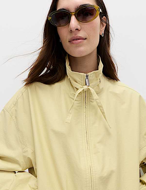 Cotton Rich Funnel Neck Bomber Jacket - ID