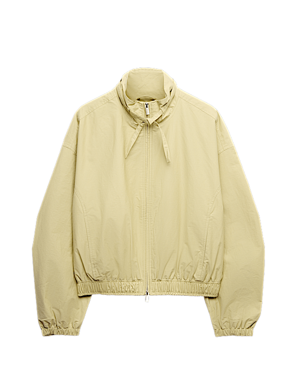 Cotton Rich Funnel Neck Bomber Jacket