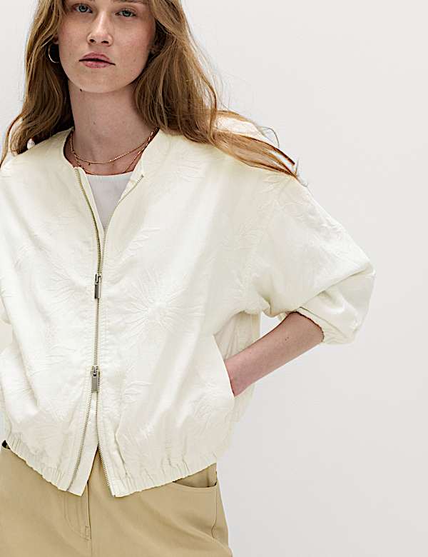 Linen Rich Embroidered Jacket | WHITE | Jackets | M&S DK
