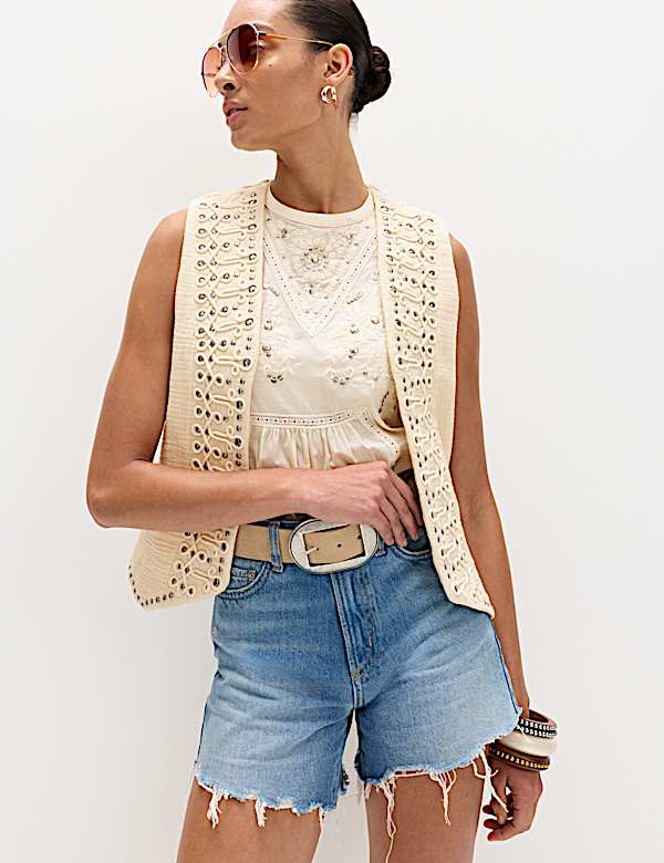 Pure Cotton Studded Gilet - KG