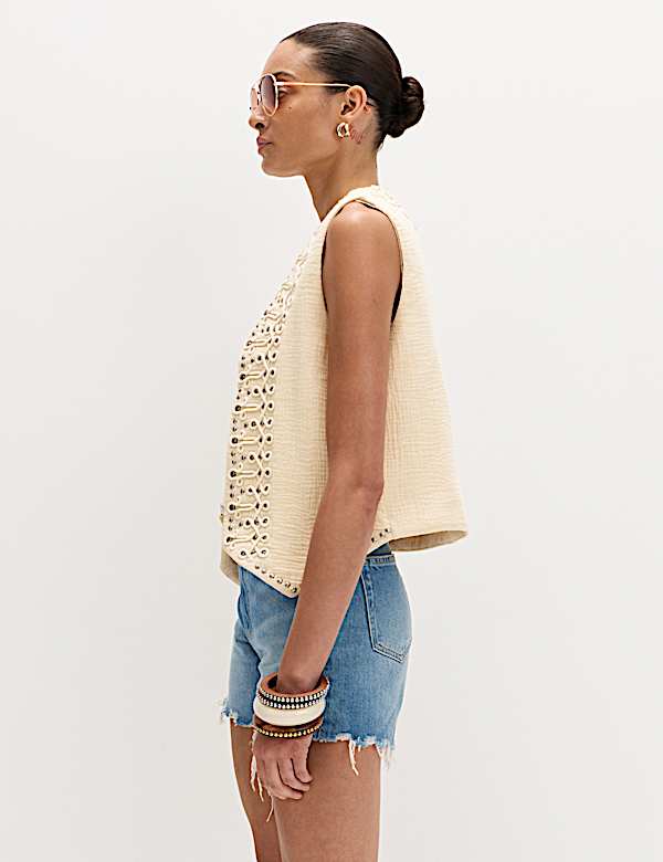 Pure Cotton Studded Gilet - KG