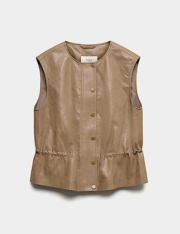 Faux Leather Utility Gilet - AU