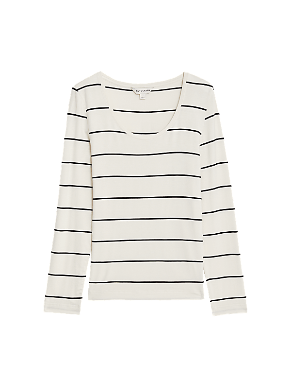 Jersey Striped Scoop Neck Top