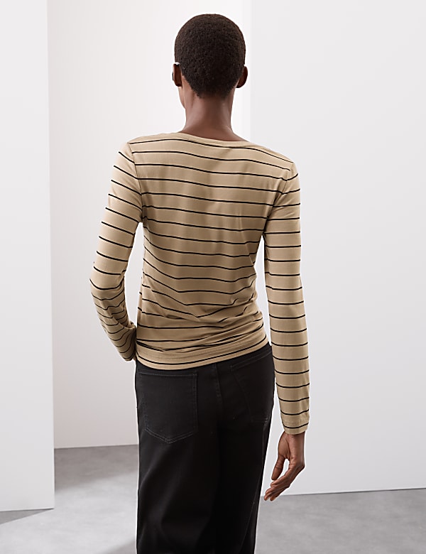 Jersey Striped Scoop Neck Top