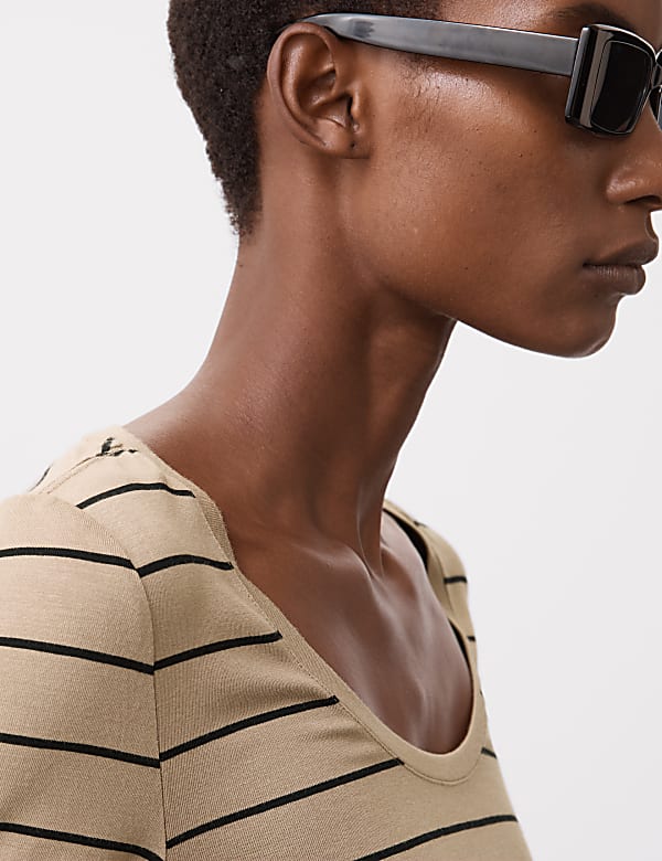 Jersey Striped Scoop Neck Top