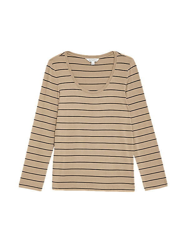Jersey Striped Scoop Neck Top