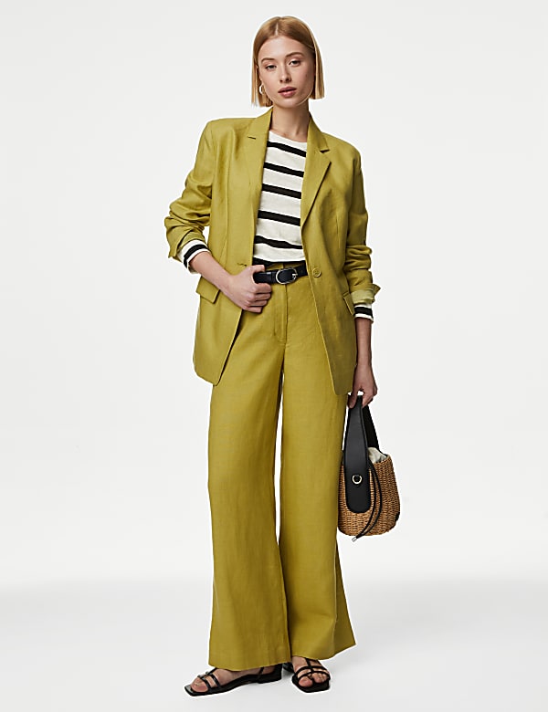 Pure Linen Striped Regular Fit Top - AL