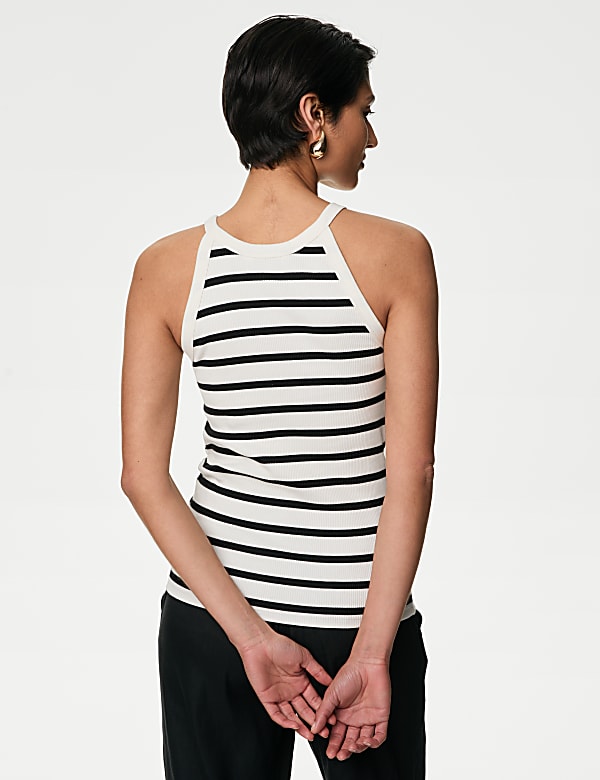 Cotton Rich Striped Ribbed Vest - IL