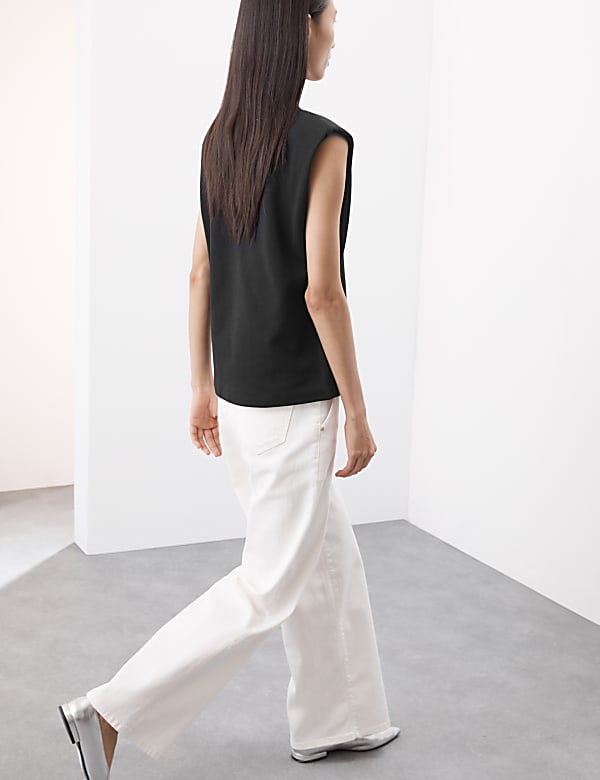 Cotton Rich Round Neck Vest Top