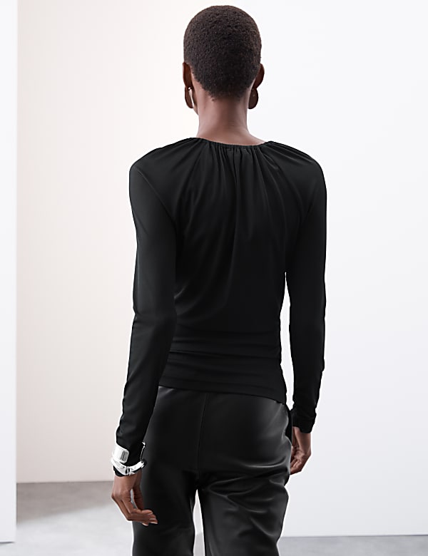 Ribbed Round Neck Jersey Top