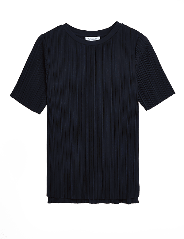 Jersey Plisse Relaxed Short Sleeve Top