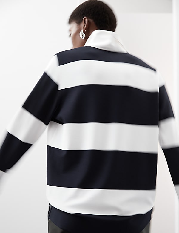 Rugbytop met kraag en lange mouwen en strepen DARK NAVY MIX Tops M S BE